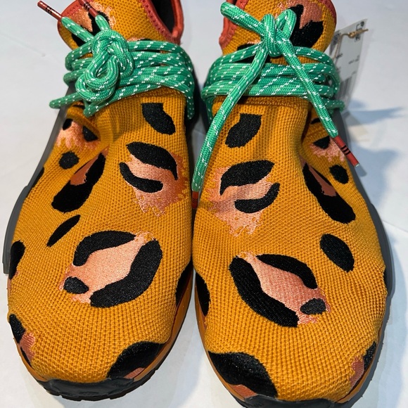 Adidas x Pharrell collab HMD HU animal print orange leopard size 9 men’s 10.5 - Picture 5 of 14